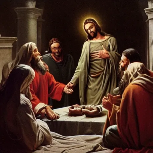 Image similar to Jesus asking the surgeons during surgery why they’re removing the cancer he put in there