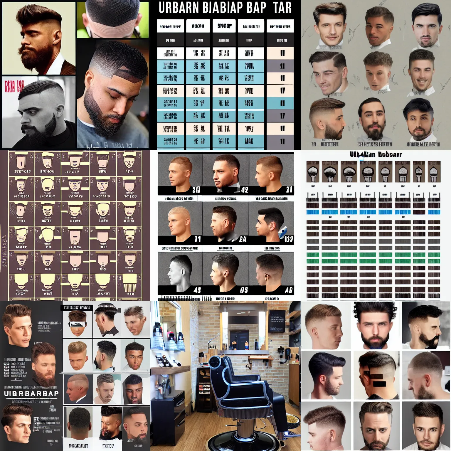 Prompt: urban barbershop haircut chart