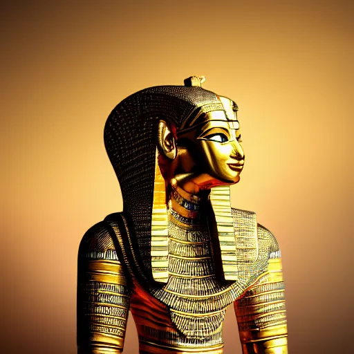 Prompt: egyptian god amun - ra, extreme detail, golden lighting, 4 k, soft bokeh