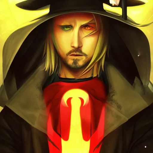 Image similar to portrait of jesse pinkman cosplaying alucard anime fantasy illustration by tomoyuki yamasaki, kyoto studio, madhouse, ufotable, trending on artstation