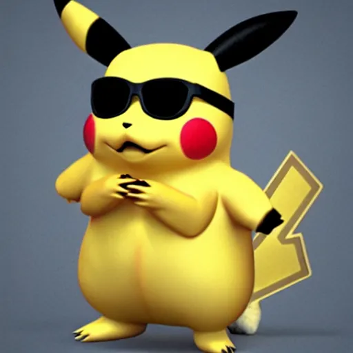 Prompt: a beautiful 3d render of a realistic pikachu holding a martini and wearing sunglasses, by nintendo