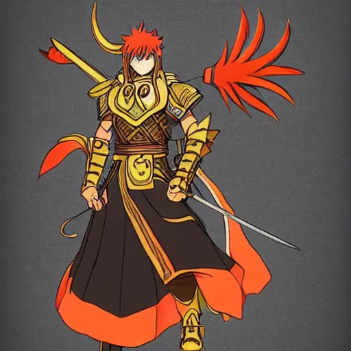 Image similar to warrior of sun, anime style, full armor