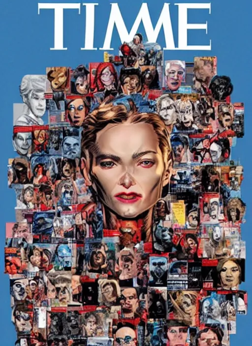 Prompt: TIME magazine cover, the coming AI singularity, by MARVEL comics and Sandra Chevrier, 4k, 8k