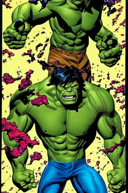 Prompt: incredible hulk comic book front cover,