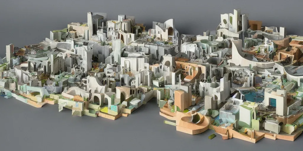 Prompt: fantasy city by STEVEN HOLL trending on artsation