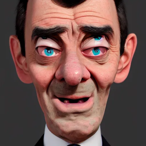 Image similar to mrbean head caricature, artgem, digital painting, fullshot, color painting, hyperrealistic, concept art, oil painting, masterpiece, concept art, trending on deviantart, realistic and detailed face, highly detailed, high quality, 8 k, soft lighting, fancy colors, fantasy, cinematic, high coherence