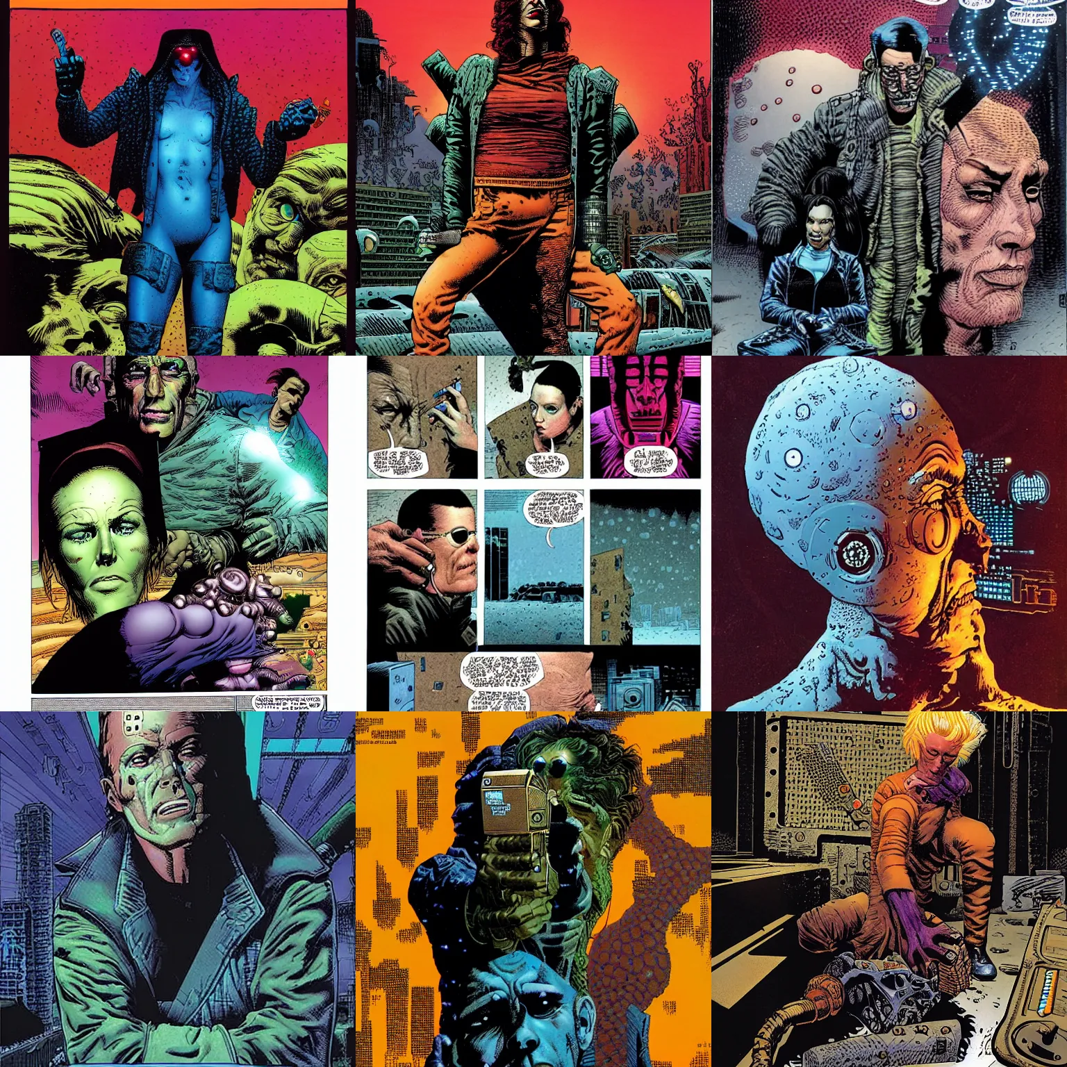 Prompt: wintermute neuromancer by richard corben