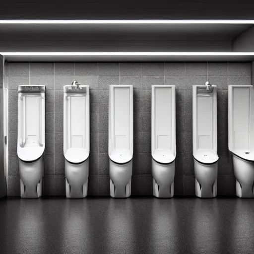 Prompt: approximately 1 2 urinals in a dark room, realistic, photoreal high detail