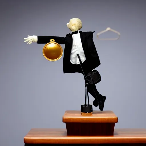 Image similar to puppeteer using marionette of a president in a podium