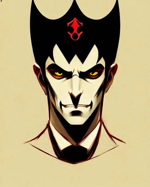 Image similar to handsome vampire prince with crown, symmetrical face, evil, portrait, cinematic, dramatic, powerful, super detailed and intricate, by koson ohara, by darwyn cooke, by greg rutkowski, by satoshi kon