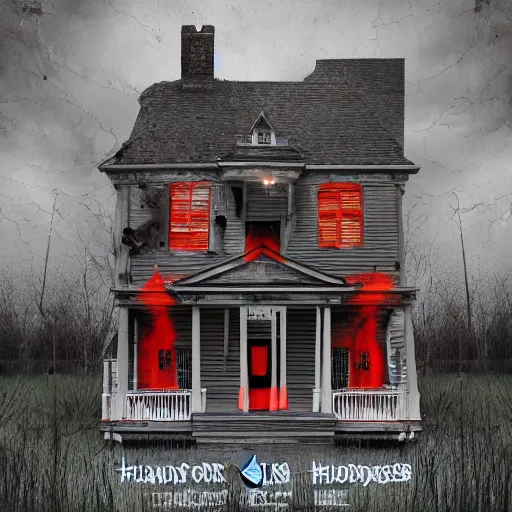 Image similar to creepy album art by chris bilheimer of a haunted house, surreal, 8 k