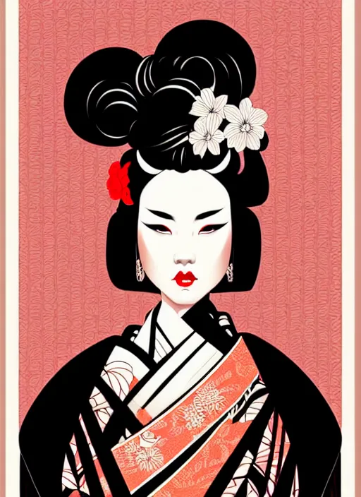 Prompt: silhouette of a geisha, vector art style, medium shot, intricate, elegant, highly detailed, digital art, ffffound, art by jc leyendecker and sachin teng