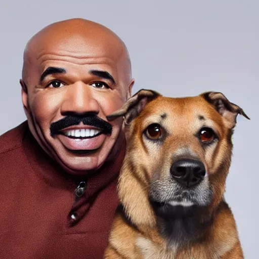 Image similar to a dog with steve harvey's face, studio lighting, 4 k, photorealistic, award winning