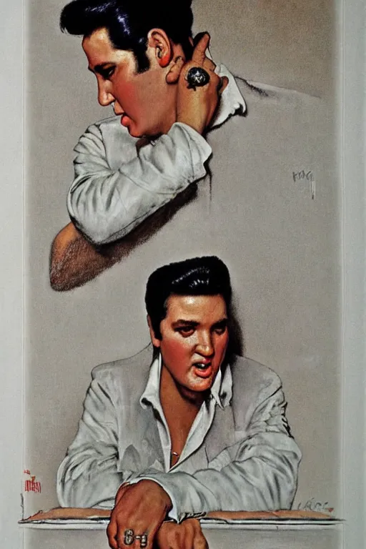 Image similar to elvis presley painted by norman rockwell