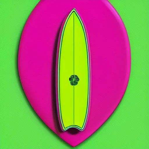 Prompt: app icon of a pink and green surfboard