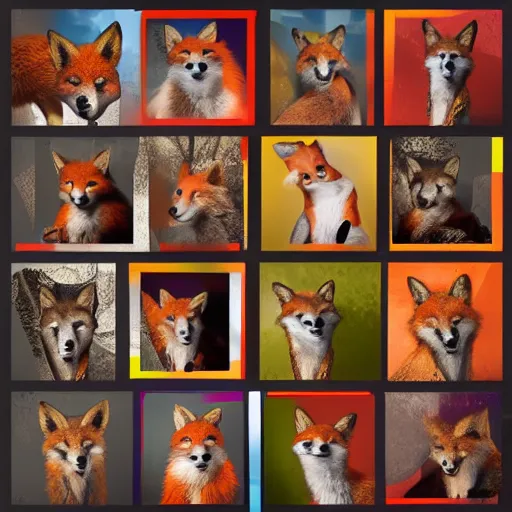 Image similar to photorealistic music album cover, with foxes animals wearing clothes, all looking at camera, studio lighting, award winning photograph, 8 5 mm f / 1. 4