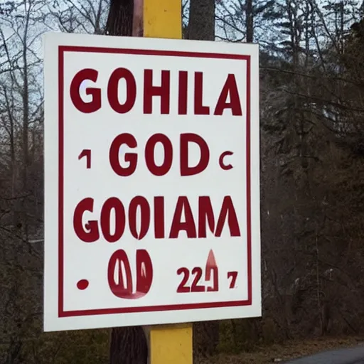 Prompt: a sign that says Gosha