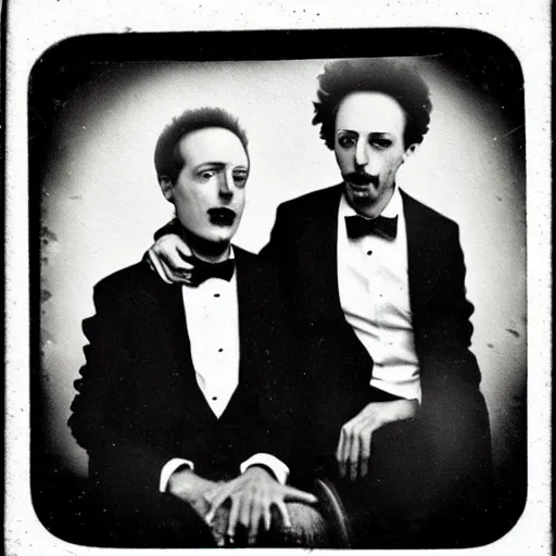 Image similar to tintype photo of “ rick and morty ” old time