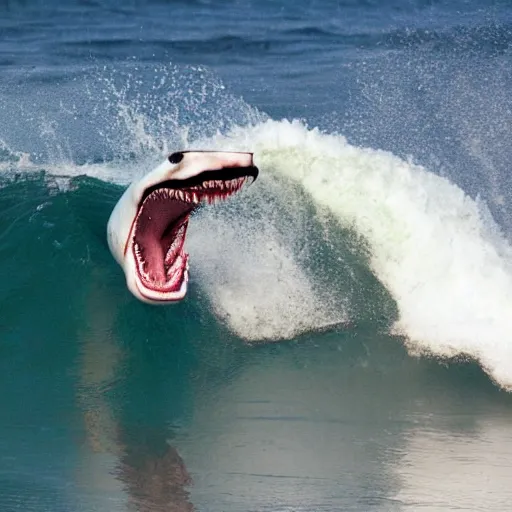 Image similar to a shark surfing