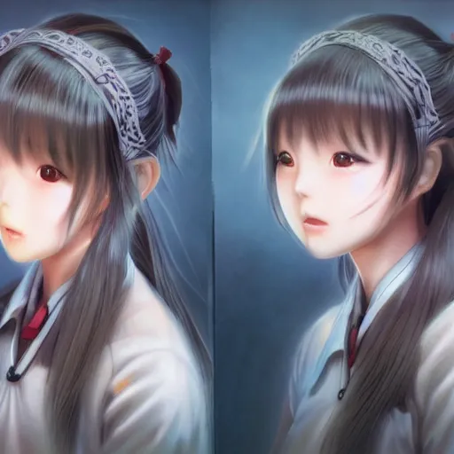 Image similar to ultra-detailed, HD semirealistic anime CG concept art digital painting of a Japanese schoolgirl, by a Chinese artist at ArtStation, by Huang Guangjian, Fenghua Zhong, Ruan Jia, Xin Jin and Wei Chang. Realistic artwork of a Chinese videogame, gentle an harmonic colors.