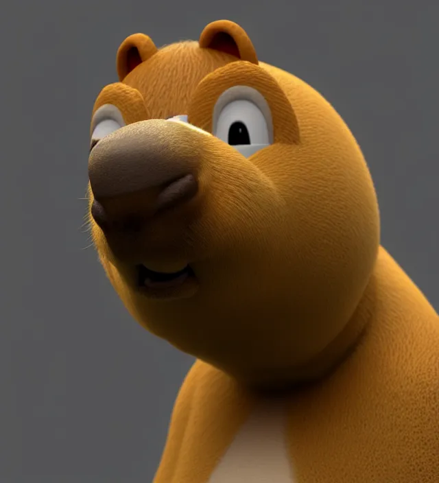 Image similar to studio 3 d render of a capybara mario character, white background, perfectly shaded, trending on artstation, octane render, unreal engine 5 render