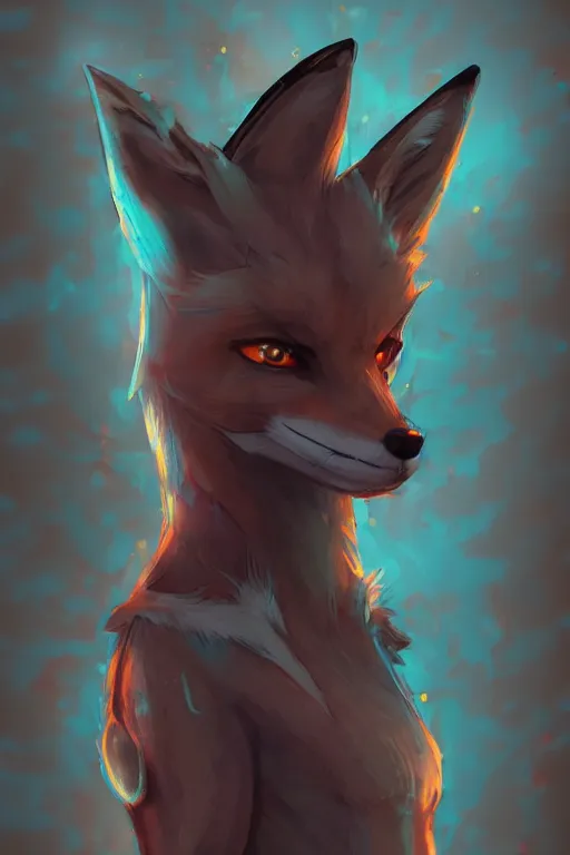 Image similar to a fox fursona, trending on artstation, by kawacy, furry art, digital art, cyberpunk, high quality, backlighting