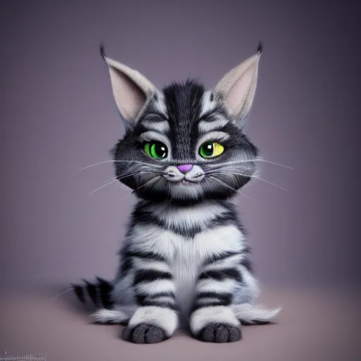 Image similar to full body pose, hyperrealistic photograph of the cheshire cat as a cute kitten, dim volumetric lighting, 8 k, octane beautifully detailed render, extremely hyper detailed, intricate, epic composition, cinematic lighting, masterpiece, trending on artstation, very very detailed, stunning, hdr, smooth, sharp focus, high resolution, award, winning photo, dslr, 5 0 mm