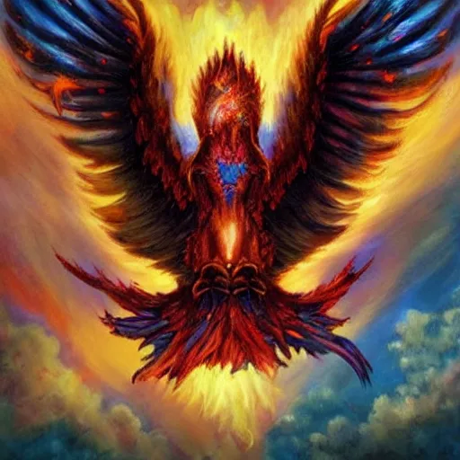 Prompt: fantasy art phoenix rising from ashes