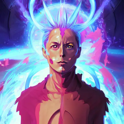 Image similar to anime portrait of Elon Musk as a shaman yedi using dark force to eliminate trump as an anime antagonist by Stanley Artgerm Lau, WLOP, Rossdraws, James Jean, Andrei Riabovitchev, Marc Simonetti, and Sakimichan, trending on artstation