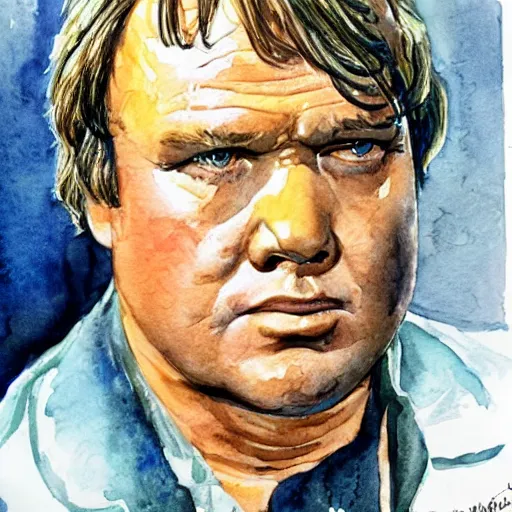 Prompt: watercolor portrait of joe don baker from mitchell ( 1 9 7 5 ), highly detailed, centered