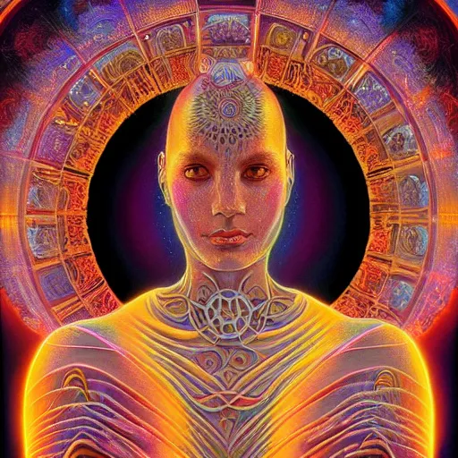 Image similar to the sacred feminine by alex grey in the style of oil painting visionary art, intricate artwork by Tooth Wu and wlop and beeple. octane render, trending on artstation, greg rutkowski very coherent symmetrical artwork