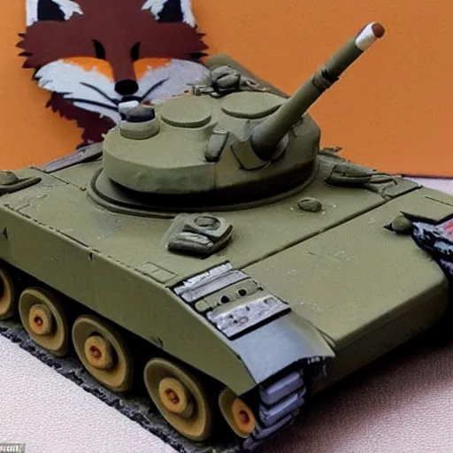 Image similar to combination! of a fox and a panzer tank, extremely detailed,