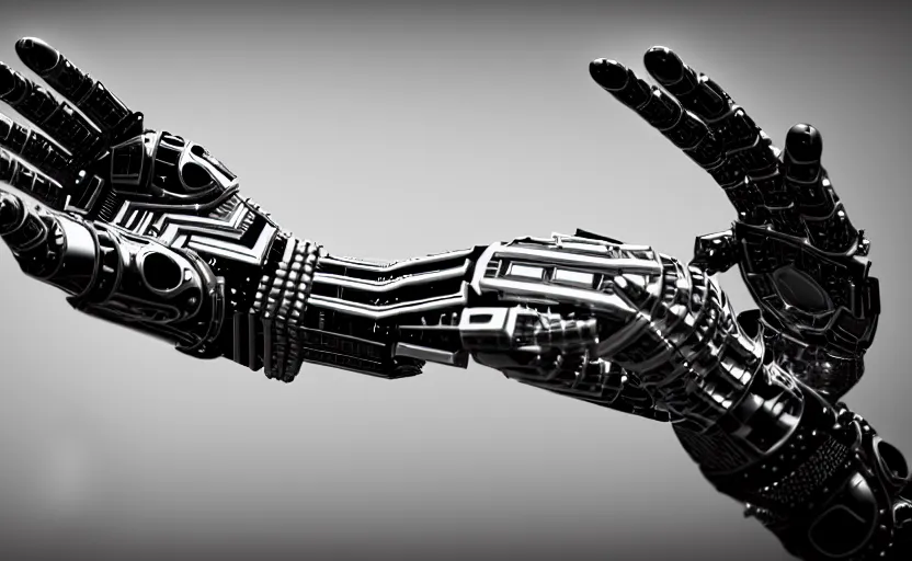 Image similar to highly detailed futuristic robotic hand, 8 k render, natural light, sharp, unreal engine