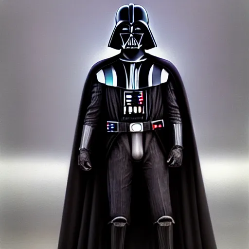 Image similar to a full body portrait of Darth Vader concept art realistic painting, high definition, digital art, matte painting, very detailed, realistic by Doug Chiang, cinematic