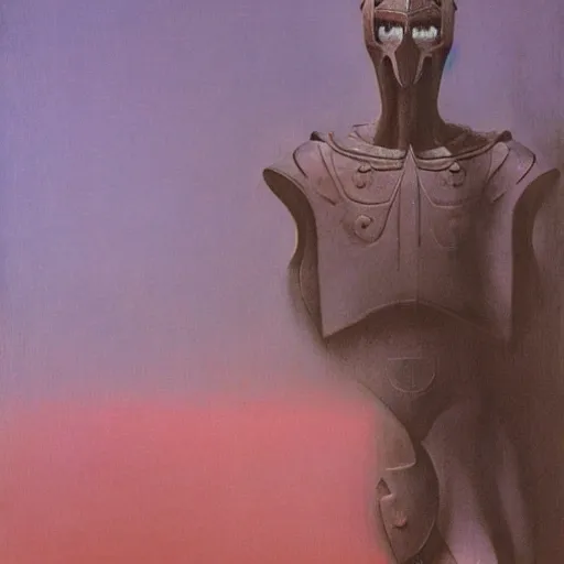 Image similar to knight by Zdzisław Beksiński, oil on canvas