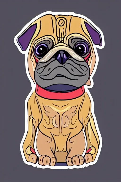 Image similar to portrait of a pug skeletor, sticker, colorful, illustration, highly detailed, simple, smooth and clean vector curves, no jagged lines, vector art, smooth