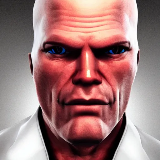 Prompt: homer smith as agent 4 7 from hitman