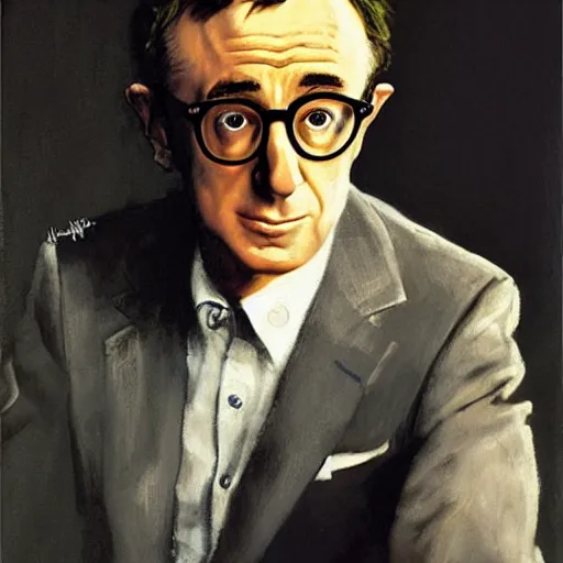 Prompt: “portrait of Woody Allen as James Bond, by Norman Rockwell”