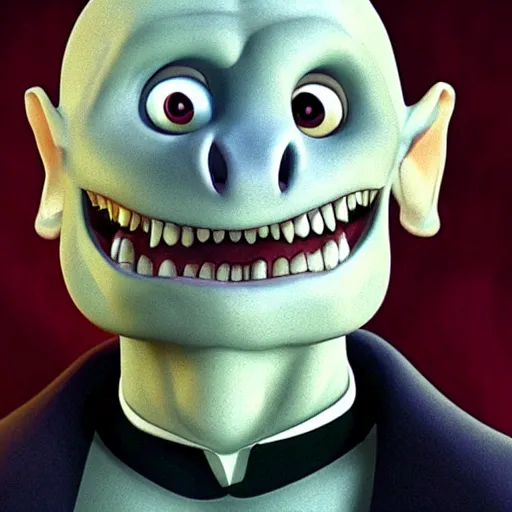 Prompt: mort of madagascar fame in the image of voldemort