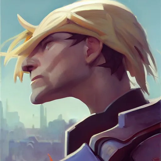 Image similar to greg manchess portrait painting of edward elric as overwatch character, medium shot, asymmetrical, profile picture, organic painting, sunny day, matte painting, bold shapes, hard edges, street art, trending on artstation, by huang guangjian and gil elvgren and sachin teng