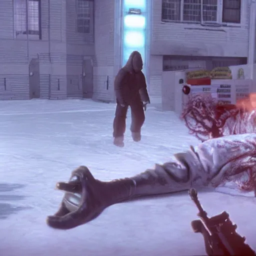 Image similar to a still of from the movie the thing ( 1 9 8 2 ) crossover with the game saints row 3