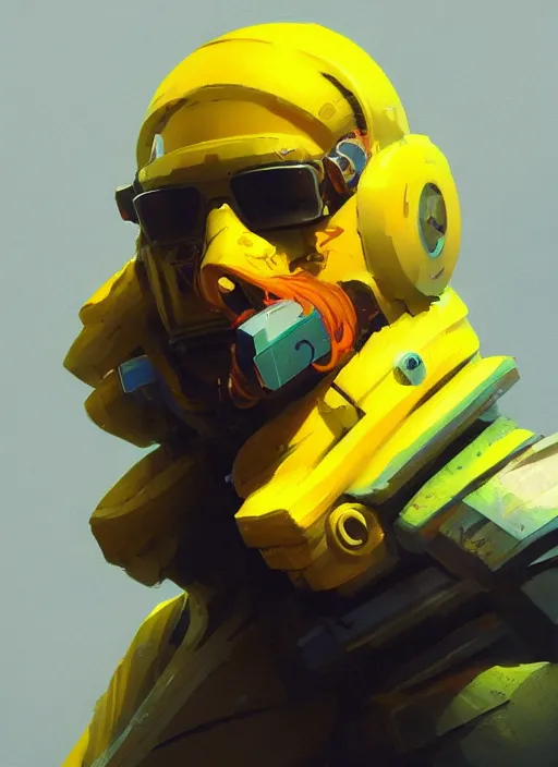 Prompt: concept art close up yellow cyberpunk character, by shinji aramaki, by christopher balaskas, by krenz cushart