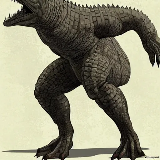 Prompt: GTA concept art, long shot view, SCP-682 is a large, vaguely reptile-like creature of unknown origin. SCP-682 has always been observed to have extremely high strength, speed, and reflexes, though exact levels vary with its form. SCP-682\'s physical body grows and changes very quickly, growing or decreasing in size as it consumes or sheds material. SCP-682 gains energy from anything it ingests, organic or inorganic. Digestion seems to be aided by a set of filtering gills inside of SCP-682\'s nostrils, which are able to remove usable matter from any liquid solution, enabling it to constantly regenerate from the acid it is contained in. SCP-682\'s regenerative capabilities and resilience are staggering, and SCP-682 has been seen moving and speaking with its body 87% destroyed or rotted.