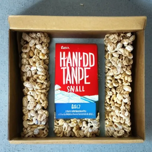 Prompt: box of handmaid's tale breakfast cereal on a shelf
