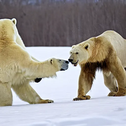 Image similar to A Polar Bear fighting an Male Lion