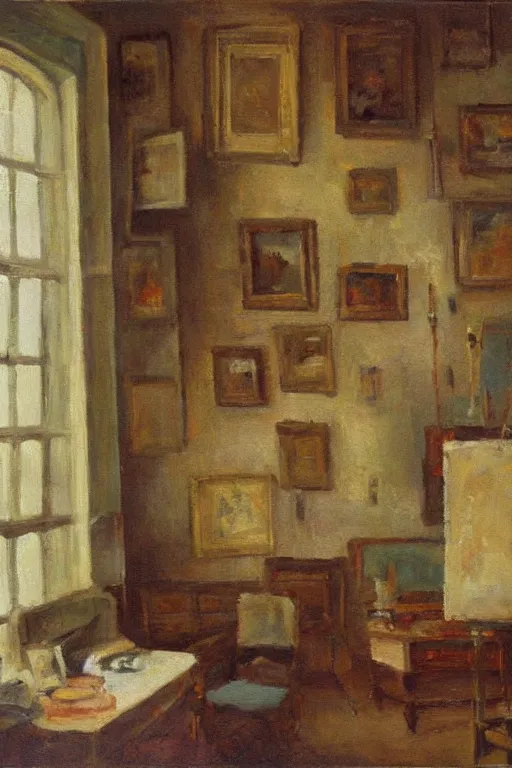 Image similar to oil painting of the room of the nameless painter #fineart