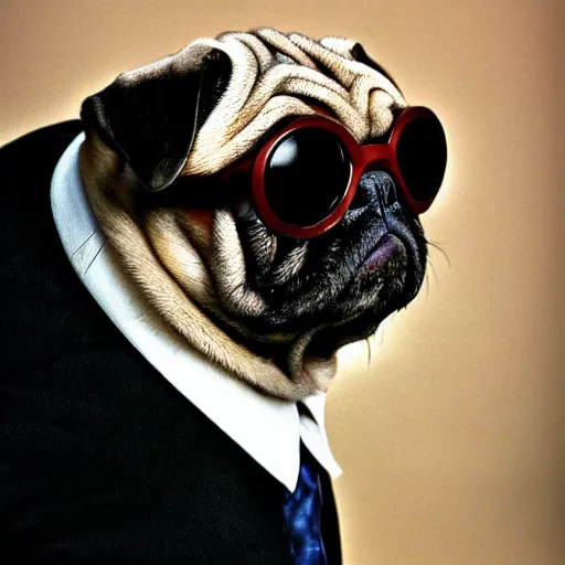 portrait of a pug as neo from the matrix ( 2 0 0 3 ), | Stable Diffusion