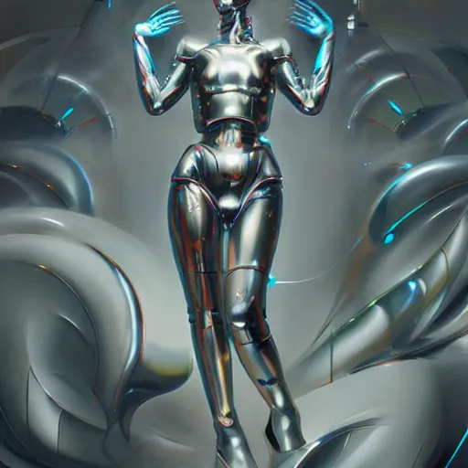 Image similar to scifi futurism automaton minimalism chrome by peter mohrbacher art Hajime Sorayama airbrush hyperrealism model abstract shatter