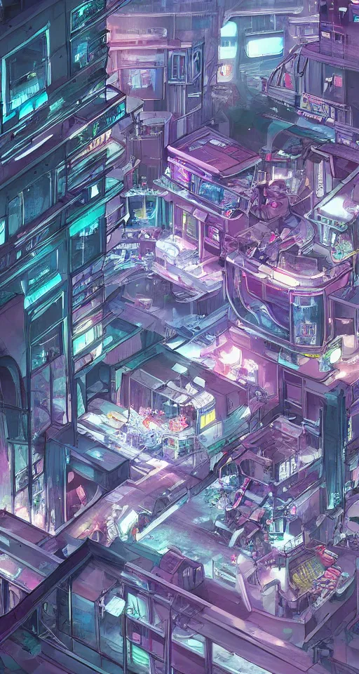 Prompt: a beautiful street level drawing of small section of a future funk space city, unreal engine, illustrated by Marcin Rubinkowski