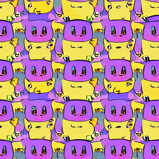 Prompt: pattern made of several repeating cats wearing sunglasses. cartoon. colorful. cute.